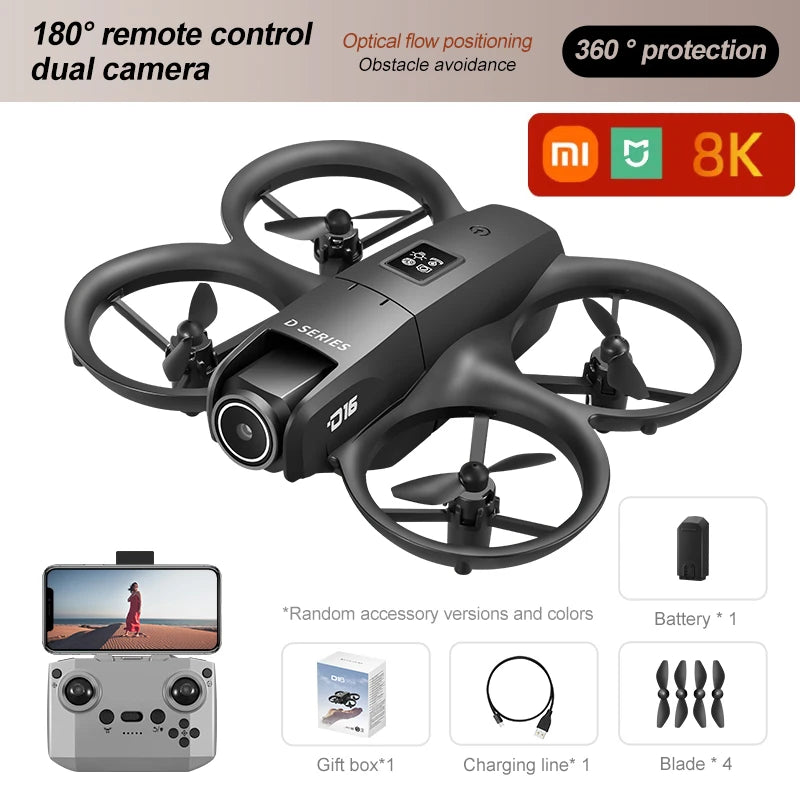 Mini Drone Xiaomi D16 – Câmera Dupla 8K, Wi-Fi 5G FPV e Tecnologia de Voo Inteligente
